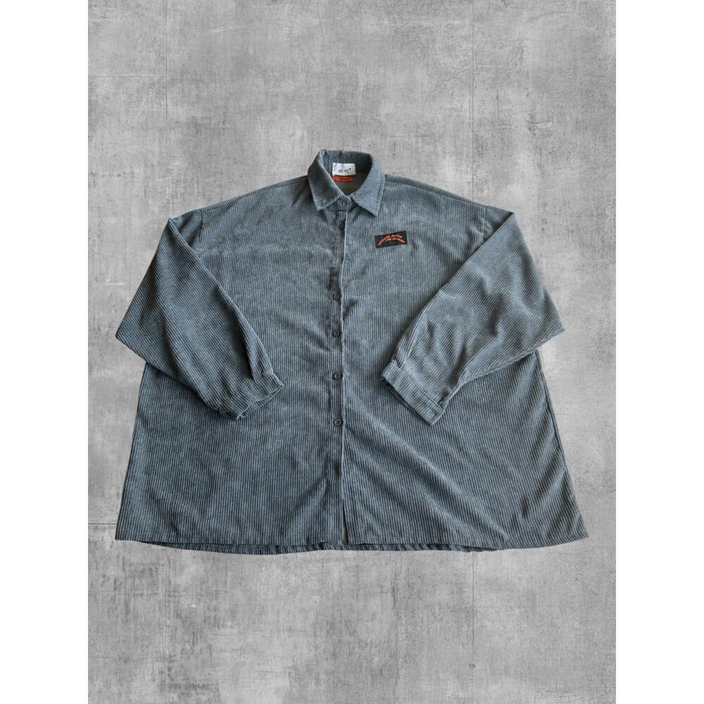 Orange Juice The Brand AI-YC Corduroy Shirt Blue Grey Oversized Shacket WMNS XXL
